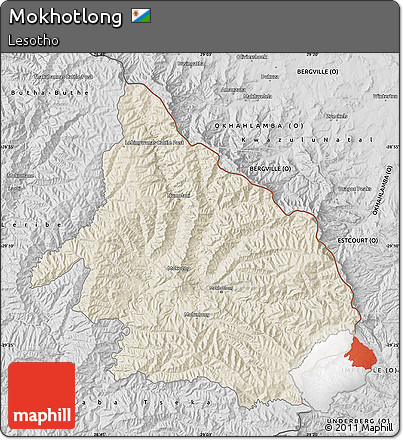 Shaded Relief Map of Mokhotlong, desaturated