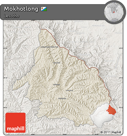 Shaded Relief Map of Mokhotlong, lighten