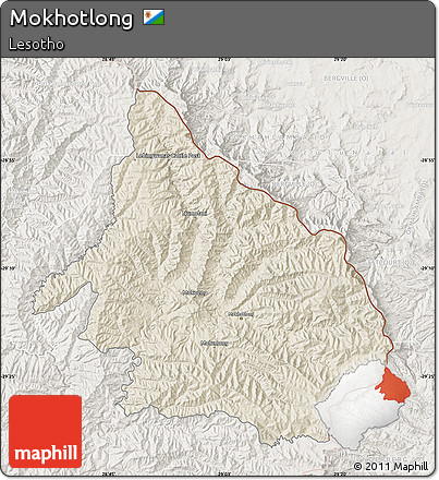 Shaded Relief Map of Mokhotlong, lighten