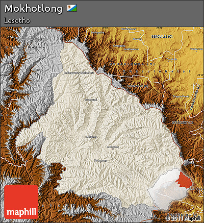 Shaded Relief Map of Mokhotlong, physical outside