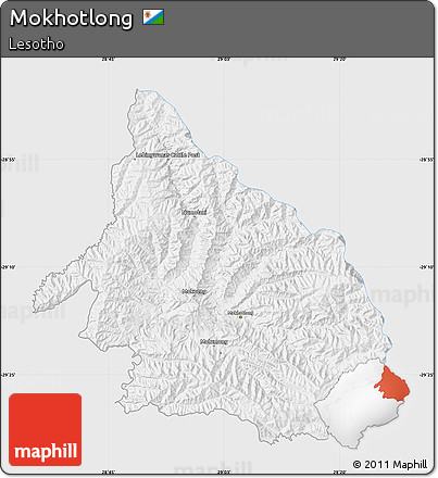 Silver Style Map of Mokhotlong, single color outside