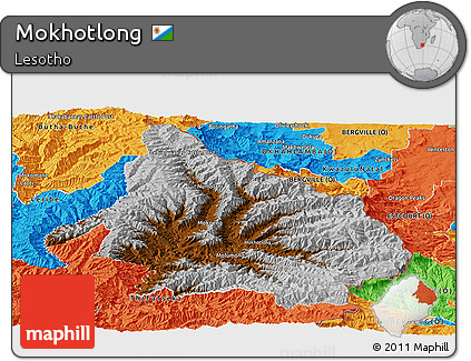 Physical Panoramic Map of Mokhotlong, political outside