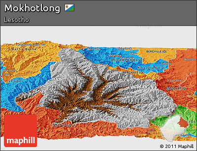 Physical Panoramic Map of Mokhotlong, political outside