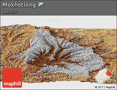 Physical Panoramic Map of Mokhotlong, satellite outside