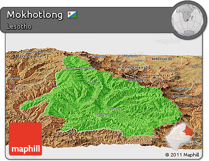 Political Panoramic Map of Mokhotlong, satellite outside