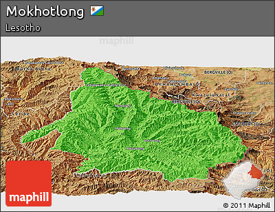 Political Panoramic Map of Mokhotlong, satellite outside