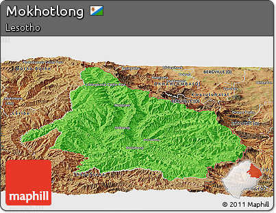 Political Panoramic Map of Mokhotlong, satellite outside