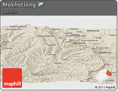 Shaded Relief Panoramic Map of Mokhotlong