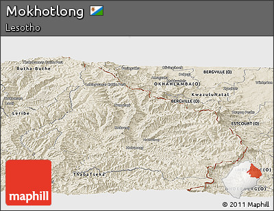 Shaded Relief Panoramic Map of Mokhotlong