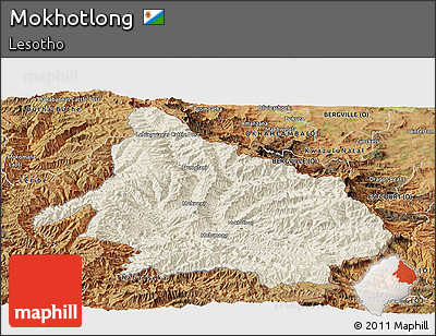 Shaded Relief Panoramic Map of Mokhotlong, satellite outside