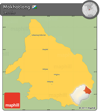 Savanna Style Simple Map of Mokhotlong, single color outside