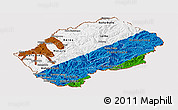 Flag Panoramic Map of Lesotho, flag centered