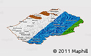 Flag Panoramic Map of Lesotho, flag aligned to the middle