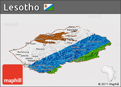 Flag Panoramic Map of Lesotho, flag rotated