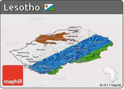 Flag Panoramic Map of Lesotho, flag rotated