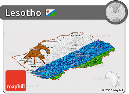 Flag Panoramic Map of Lesotho