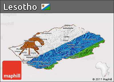 Flag Panoramic Map of Lesotho