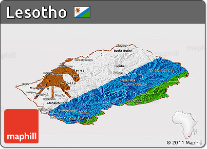Flag Panoramic Map of Lesotho
