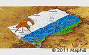 Flag Panoramic Map of Lesotho, physical outside