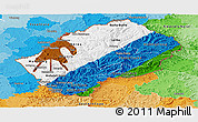 Flag Panoramic Map of Lesotho, political outside