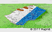 Flag Panoramic Map of Lesotho, political shades outside, flag aligned to the middle