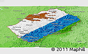 Flag Panoramic Map of Lesotho, political shades outside, flag rotated