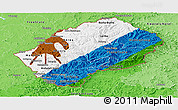 Flag Panoramic Map of Lesotho, political shades outside