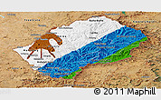 Flag Panoramic Map of Lesotho, satellite outside