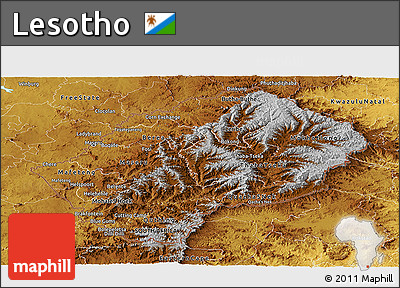 Physical Panoramic Map of Lesotho