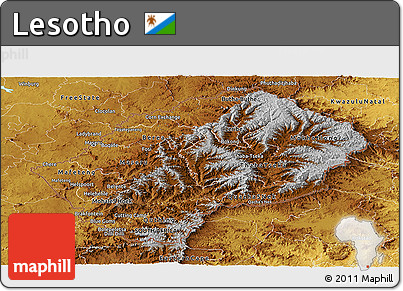 Physical Panoramic Map of Lesotho