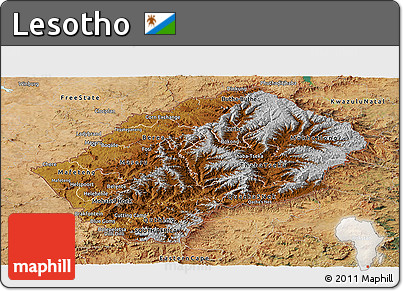 Physical Panoramic Map of Lesotho, satellite outside