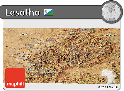 Satellite Panoramic Map of Lesotho