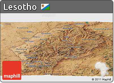 Satellite Panoramic Map of Lesotho
