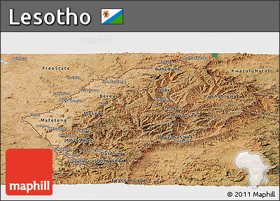 Satellite Panoramic Map of Lesotho