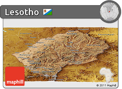 Satellite Panoramic Map of Lesotho, physical outside