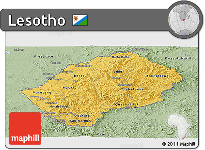 Savanna Style Panoramic Map of Lesotho