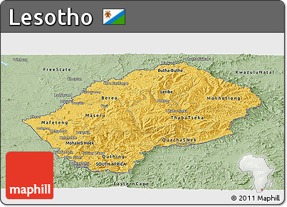 Savanna Style Panoramic Map of Lesotho
