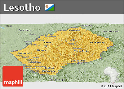 Savanna Style Panoramic Map of Lesotho