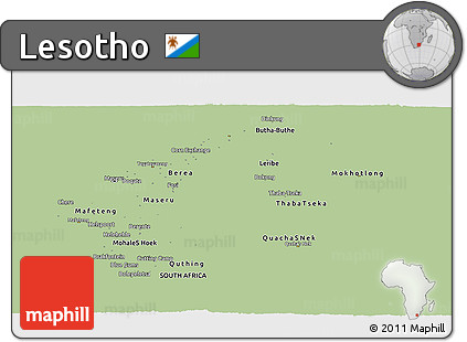 Savanna Style Panoramic Map of Lesotho, single color outside