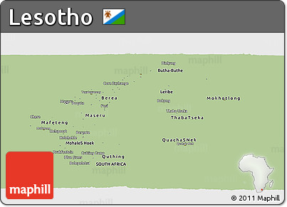 Savanna Style Panoramic Map of Lesotho, single color outside