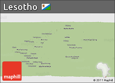 Savanna Style Panoramic Map of Lesotho, single color outside