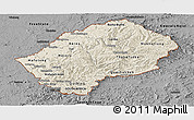 Shaded Relief Panoramic Map of Lesotho, darken, desaturated