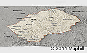 Shaded Relief Panoramic Map of Lesotho, darken, semi-desaturated
