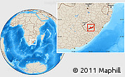 Shaded Relief Location Map of Quacha'S Nek