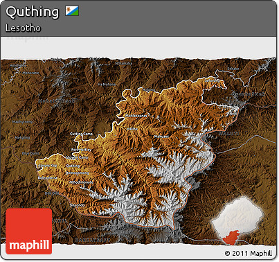 Physical 3D Map of Quthing, darken