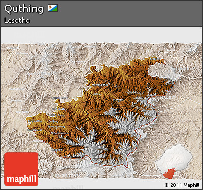 Physical 3D Map of Quthing, lighten