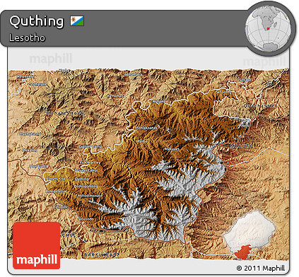 Physical 3D Map of Quthing, satellite outside
