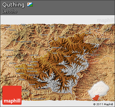 Physical 3D Map of Quthing, satellite outside