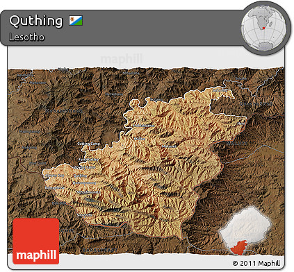 Satellite 3D Map of Quthing, darken