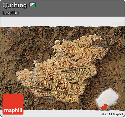 Satellite 3D Map of Quthing, darken